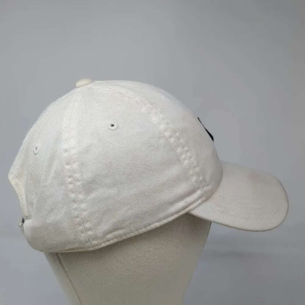 Nike Baseball Cap White M Black Logo Slideback Cotton 6 Panel Swoosh Sport Hat